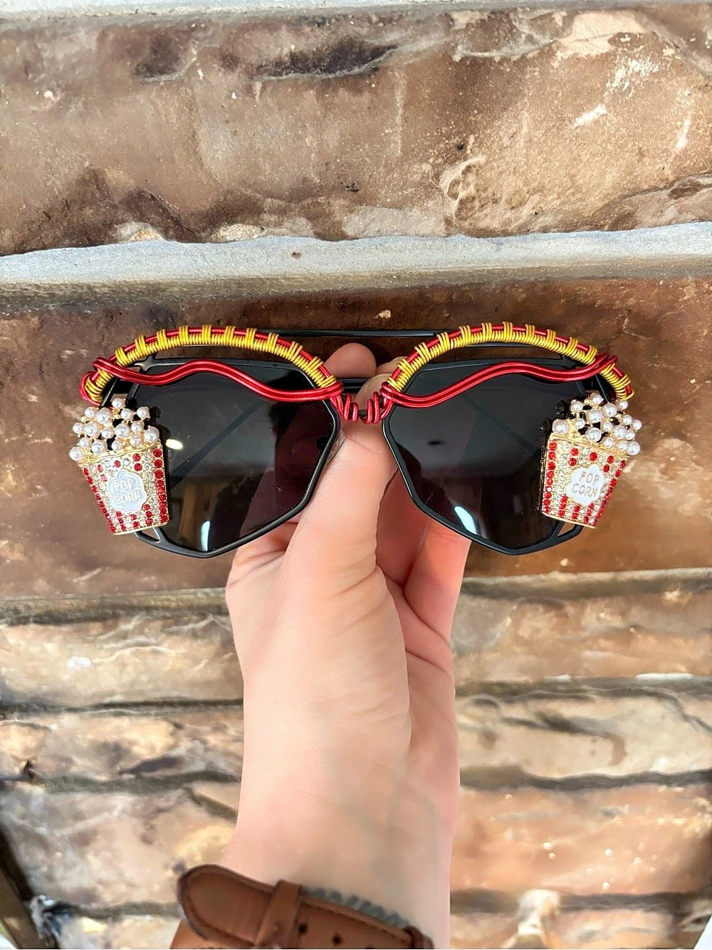 Black & Red Embellished Sunglasses one of a kind